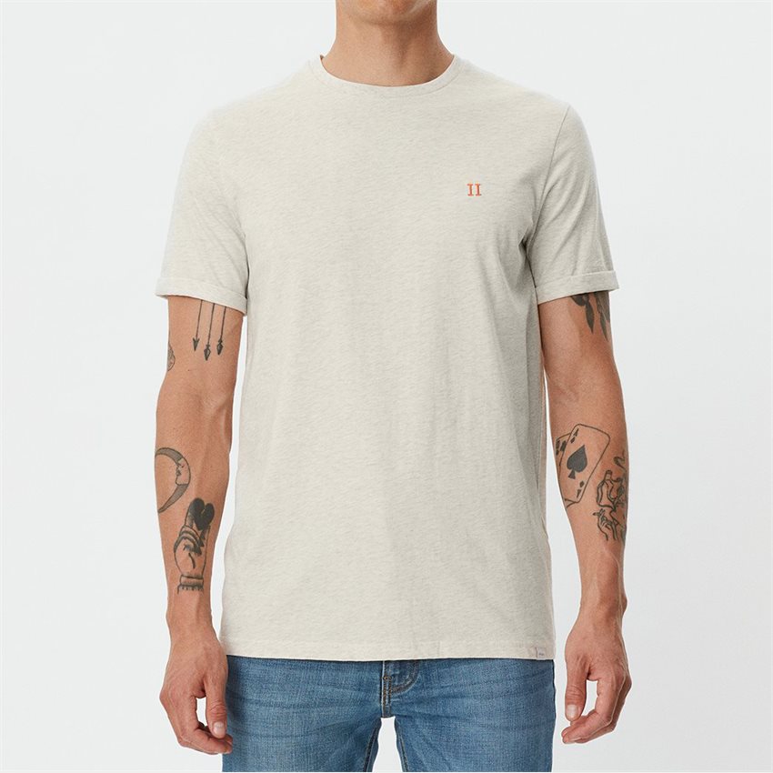Les Deux T-shirts NØRREGAARD T-SHIRT LDM101008 IVORY MELANGE/ORANGE